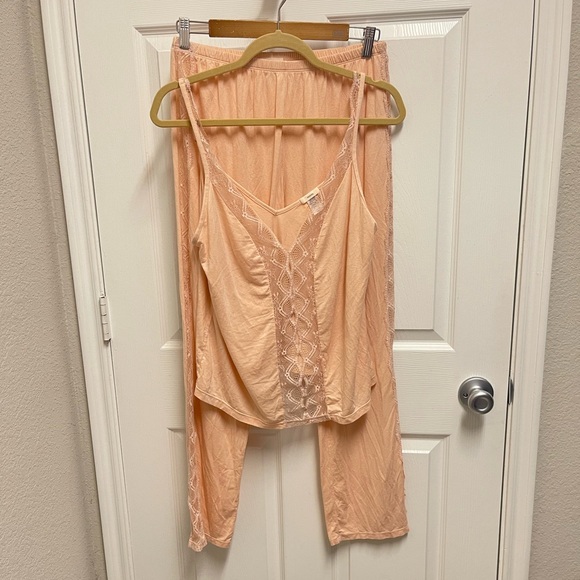 Eberjey Peach Lacy Pajama Set - Picture 1 of 15
